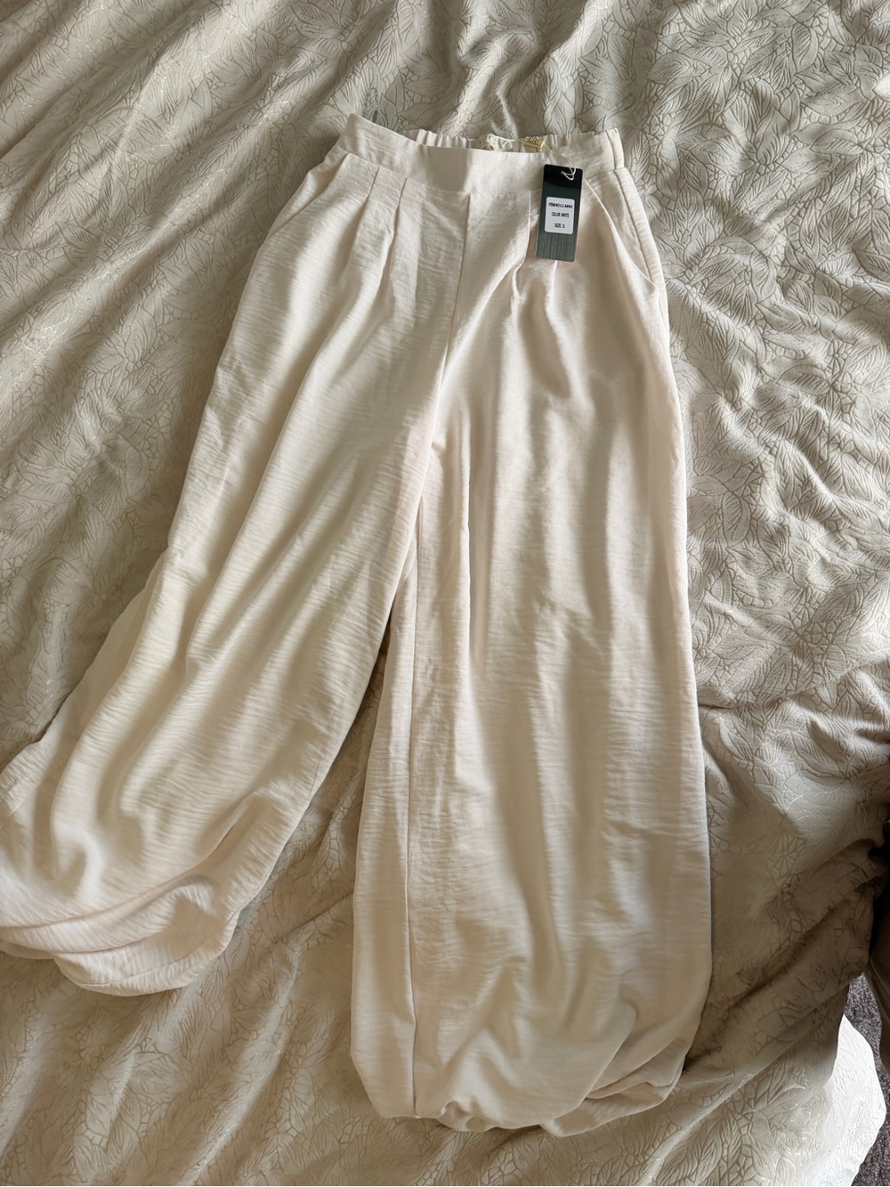 Lizette Collection High-Rise Wide-Leg Cream Pants